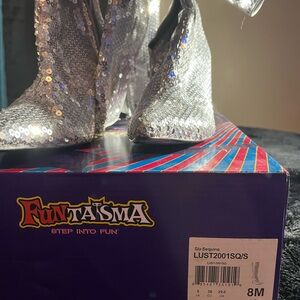 Funtasma Glittering Silver Sequin Boots